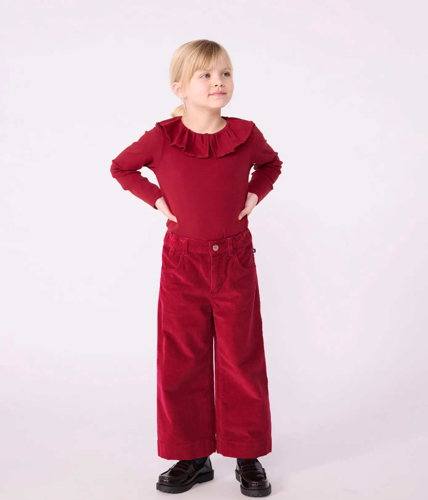 Petit Bateau T-Shirts, Tops, Oberteile*Langärmeliges Kinder-T-Shirt aus einfarbiger Baumwolle AMARANTE