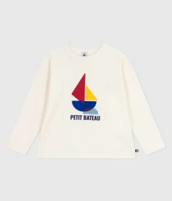 Petit Bateau T-Shirts, Poloshirts, Hemden*Langärmeliges Kinder-T-Shirt aus bedruckter Baumwolle naturfarben MILK
