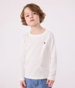 Petit Bateau T-Shirts, Poloshirts, Hemden|T-Shirts, Tops, Oberteile*Langärmeliges Kinder-T-Shirt aus Rippstrick für Mädchen und Jungen weiss MARSHMALLOW