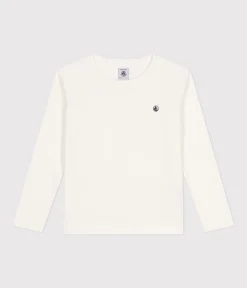 Petit Bateau T-Shirts, Poloshirts, Hemden|T-Shirts, Tops, Oberteile*Langärmeliges Kinder-T-Shirt aus Rippstrick für Mädchen und Jungen weiss MARSHMALLOW