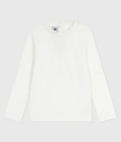 Petit Bateau T-Shirts, Tops, Oberteile*Langärmeliges Kinder-T-Shirt aus einfarbiger Baumwolle weiss MARSHMALLOW
