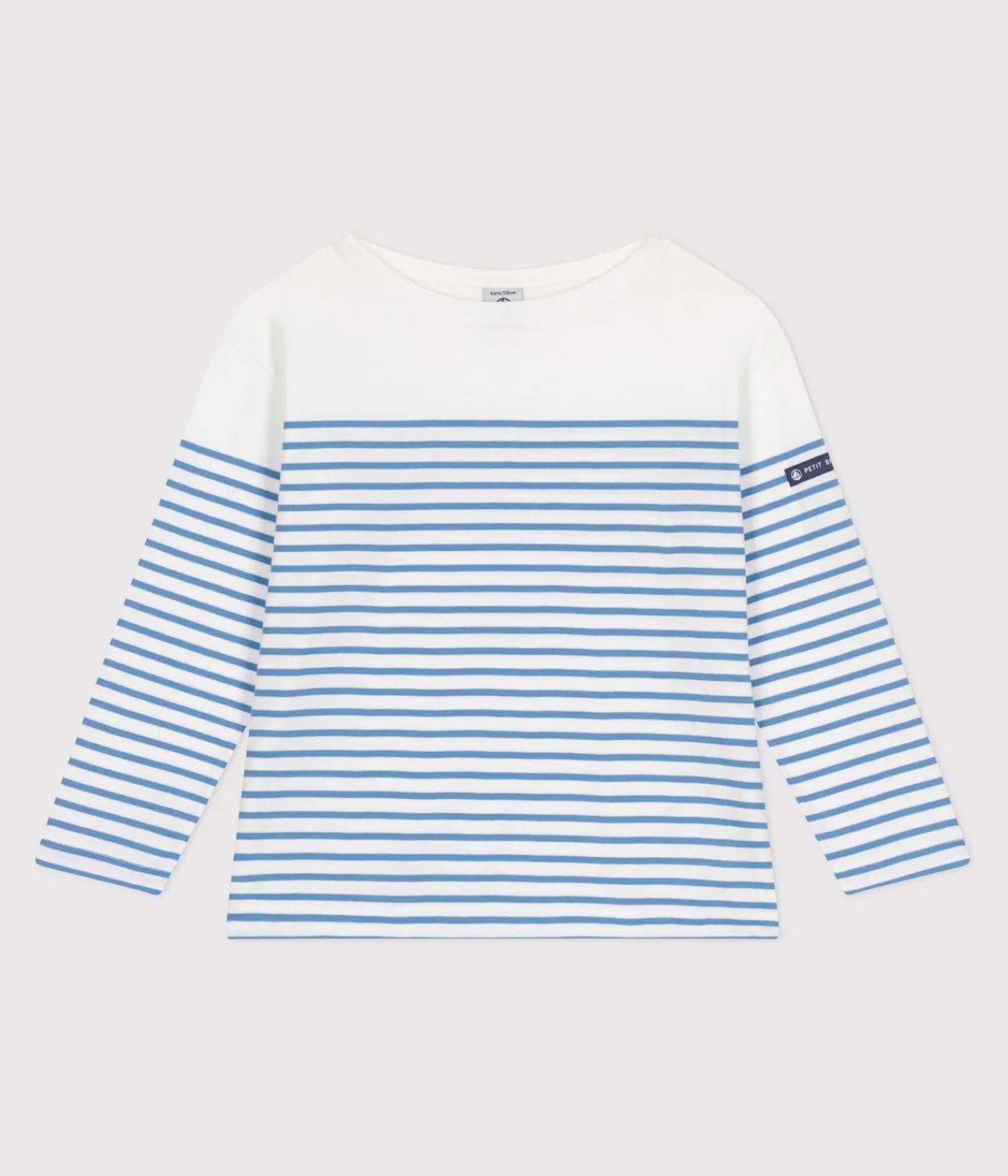 Petit Bateau Sweatshirts, Pullover, Cardigans|Sweatshirts, Pullover, Cardigans*Langärmeliges Kinder-T-Shirt weiss MARSHMALLOW/blau ALASKA