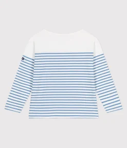 Petit Bateau Sweatshirts, Pullover, Cardigans|Sweatshirts, Pullover, Cardigans*Langärmeliges Kinder-T-Shirt weiss MARSHMALLOW/blau ALASKA