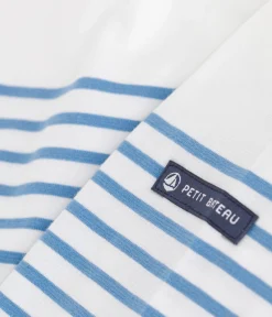 Petit Bateau Sweatshirts, Pullover, Cardigans|Sweatshirts, Pullover, Cardigans*Langärmeliges Kinder-T-Shirt weiss MARSHMALLOW/blau ALASKA