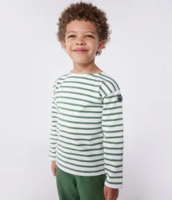 Petit Bateau Sweatshirts, Pullover, Cardigans*Langärmeliges Kinder-Unisex Streifenshirt aus Baumwolle grün MARSHMALLOW/ PALMERAIE