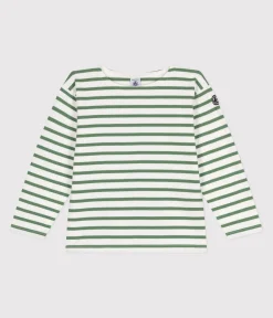 Petit Bateau Sweatshirts, Pullover, Cardigans*Langärmeliges Kinder-Unisex Streifenshirt aus Baumwolle grün MARSHMALLOW/ PALMERAIE