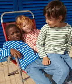 Petit Bateau Sweatshirts, Pullover, Cardigans*Langärmeliges Kinder-Unisex Streifenshirt aus Baumwolle blau PERSE/weiss MARSHMALLOW