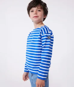 Petit Bateau Sweatshirts, Pullover, Cardigans*Langärmeliges Kinder-Unisex Streifenshirt aus Baumwolle blau PERSE/weiss MARSHMALLOW