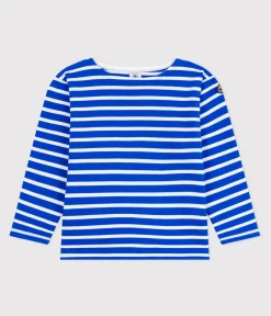 Petit Bateau Sweatshirts, Pullover, Cardigans*Langärmeliges Kinder-Unisex Streifenshirt aus Baumwolle blau PERSE/weiss MARSHMALLOW