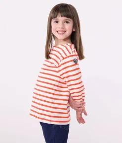 Petit Bateau Sweatshirts, Pullover, Cardigans*Langärmeliges Kinder-Unisex Streifenshirt aus Baumwolle rosa FLEUR/ SPICY