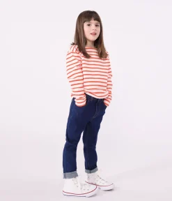 Petit Bateau Sweatshirts, Pullover, Cardigans*Langärmeliges Kinder-Unisex Streifenshirt aus Baumwolle rosa FLEUR/ SPICY