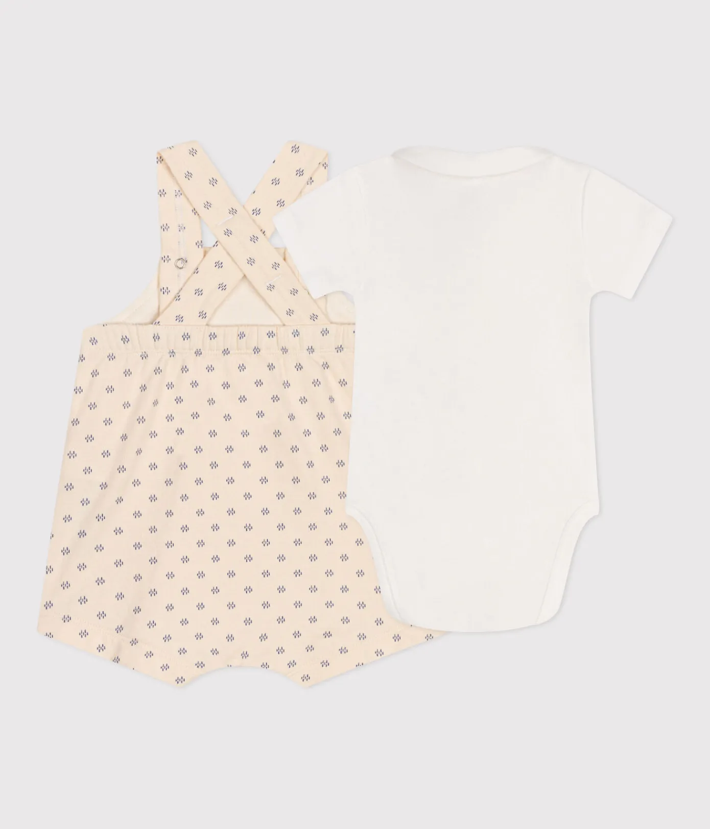 Petit Bateau Sets, Overalls & Latzhosen|Newborn*Latzhosen-Kombination aus leichtem Molton, Baby weiss AVALANCHE/ MULTICO
