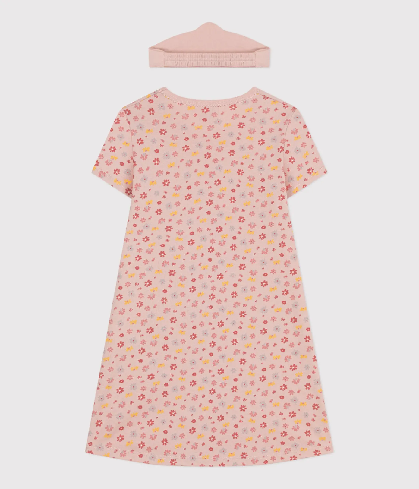 Petit Bateau Schlafanzüge, Nachthemden*Mädchen-Nachthemd und Haube aus Baumwolle mit Blumenmuster rosa SALINE/weiss MULTICO