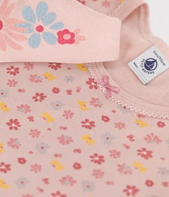 Petit Bateau Schlafanzüge, Nachthemden*Mädchen-Nachthemd und Haube aus Baumwolle mit Blumenmuster rosa SALINE/weiss MULTICO