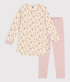 Petit Bateau Schlafanzüge, Nachthemden*Nachthemd aus aufgerautem Jersey mit Blumenmuster für Kinder rosa SALINE/weiss MULTICO
