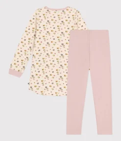 Petit Bateau Schlafanzüge, Nachthemden*Nachthemd aus aufgerautem Jersey mit Blumenmuster für Kinder rosa SALINE/weiss MULTICO