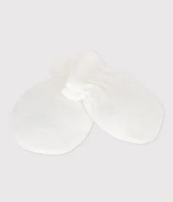 Petit Bateau Accessoires, Sonnenhüte, Caps|Newborn*Neugeborenen-Fäustlinge aus einfarbiger Baumwolle weiss MARSHMALLOW