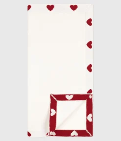 Petit Bateau Schlafsäcke, Decken|Newborn*Newborn Baby-Decke aus Baumwolle weiss MARSHMALLOW/ROT TERKUIT