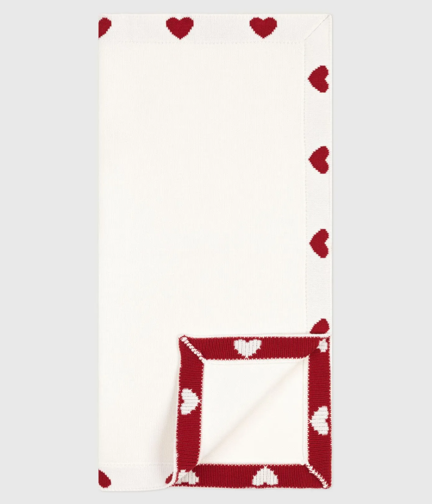 Petit Bateau Schlafsäcke, Decken|Newborn*Newborn Baby-Decke aus Baumwolle weiss MARSHMALLOW/ROT TERKUIT