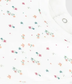 Petit Bateau Lätzchen|Newborn*Newborn-Lätzchen aus Baumwolle mit Blumenmotiv weiss MARSHMALLOW/weiss MULTICO