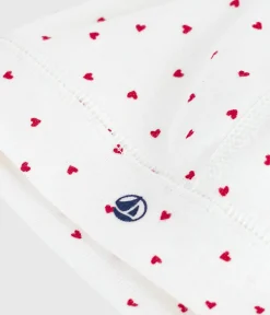 Petit Bateau Accessoires, Sonnenhüte, Caps|Newborn*Newborn-Mützchen aus Baumwolle mit Herzmotiv weiss MARSHMALLOW/ROT TERKUIT