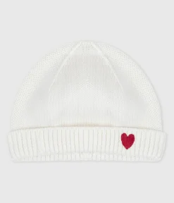 Petit Bateau Accessoires, Sonnenhüte, Caps|Newborn*Newborn-Mützchen aus Baumwollstrick weiss MARSHMALLOW