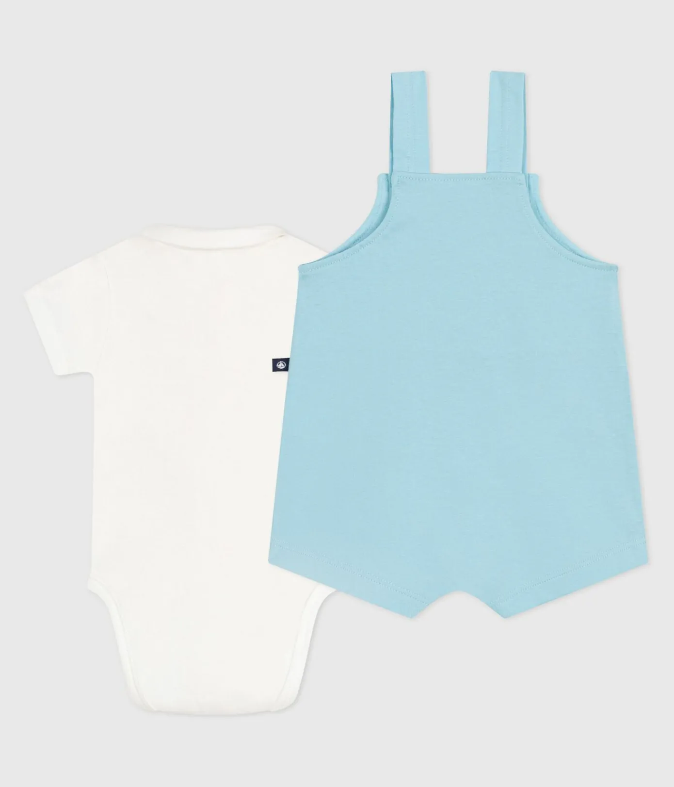 Petit Bateau Sets, Overalls & Latzhosen|Newborn*Newborn-Set Latzhose und Strampler aus Baumwolle blau AQUATIC