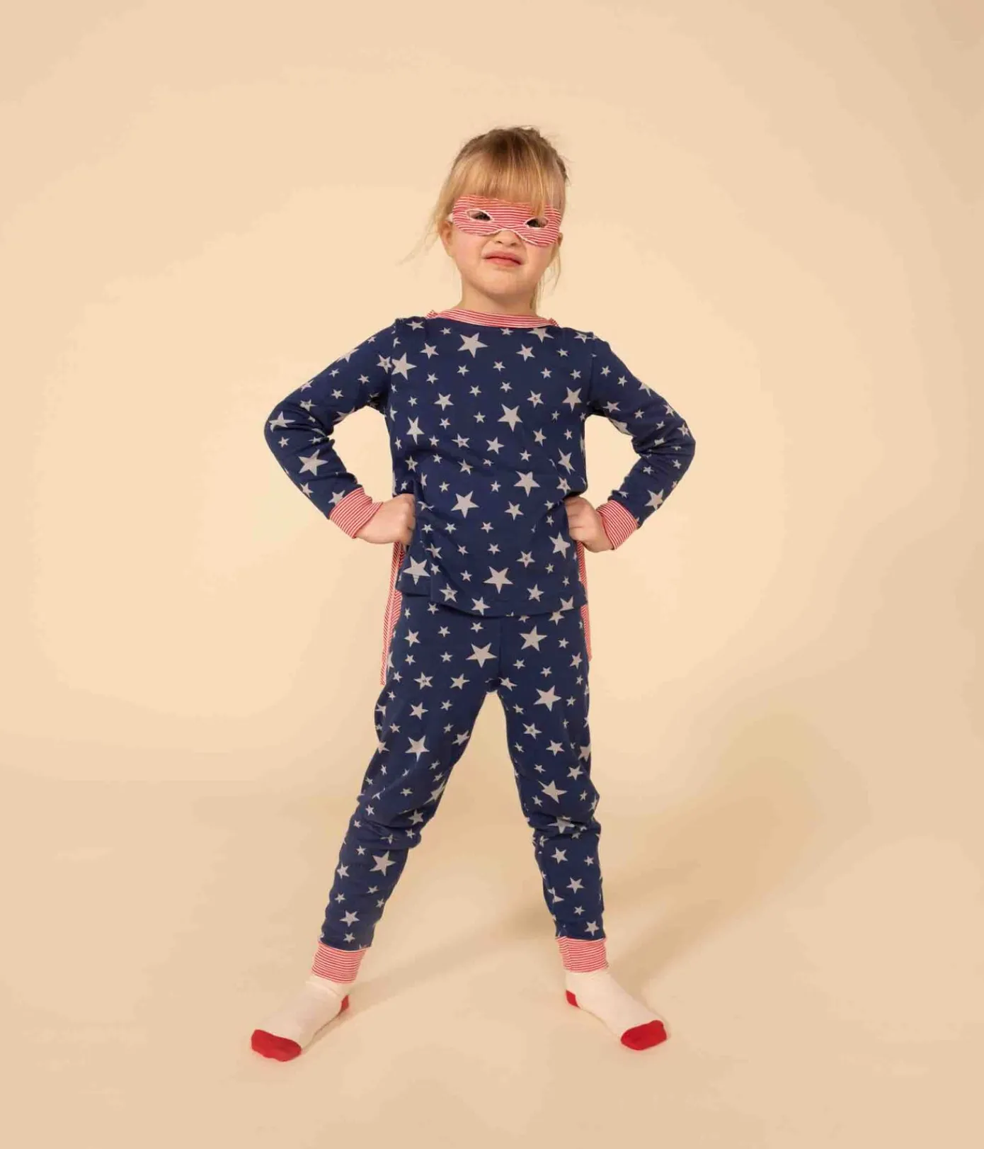 Petit Bateau Schlafanzüge, Pyjamas|Schlafanzüge, Nachthemden*Phosphoreszierender Maskerade-Pyjama aus Baumwolle für kleine Mädchen/kleine Jungen INCOGNITO/ MULTICO