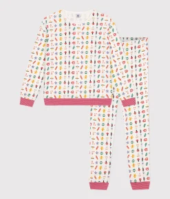 Petit Bateau Homewear|Schlafanzüge, Nachthemden*Pyjama aus Baumwolle mit Weihnachtsmotiven weiss MARSHMALLOW/weiss MULTICO