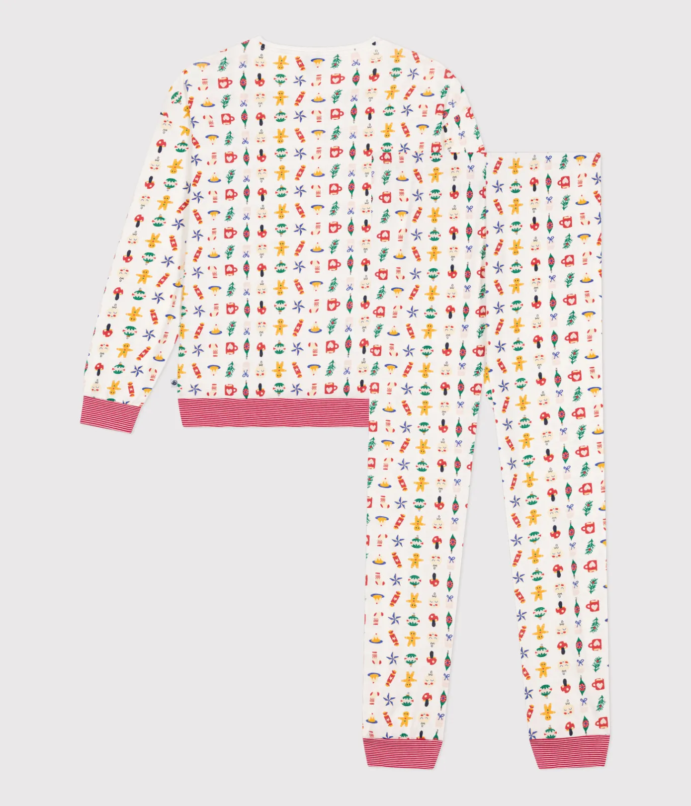 Petit Bateau Homewear|Schlafanzüge, Nachthemden*Pyjama aus Baumwolle mit Weihnachtsmotiven weiss MARSHMALLOW/weiss MULTICO