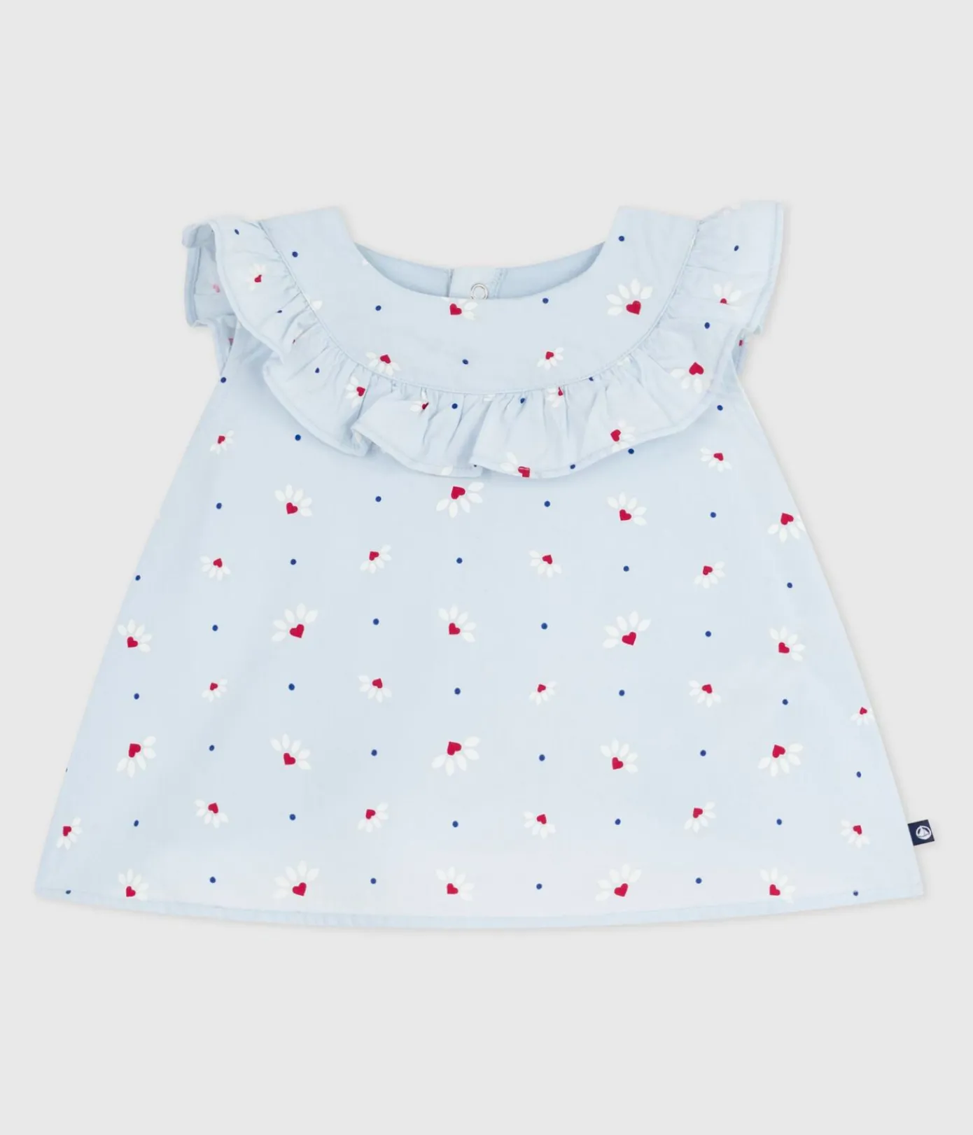 Petit Bateau T-Shirts, Oberteile*Ärmellose Baby-Bluse aus Baumwoll-Popeline mit Blumenmuster blau FRAICHEUR/weiss MULTICO
