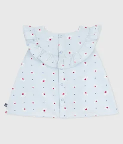 Petit Bateau T-Shirts, Oberteile*Ärmellose Baby-Bluse aus Baumwoll-Popeline mit Blumenmuster blau FRAICHEUR/weiss MULTICO