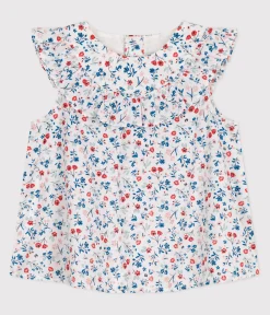 Petit Bateau T-Shirts, Oberteile*Ärmellose Baby-Bluse aus Baumwolle mit Blumenmuster weiss MARSHMALLOW/weiss MULTICO