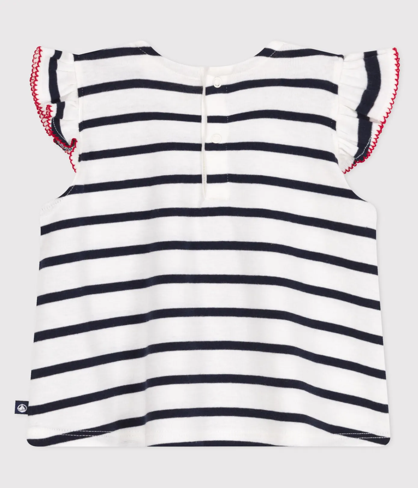 Petit Bateau T-Shirts, Oberteile*Ärmellose Baby-Bluse aus Baumwolle mit Streifen weiss MARSHMALLOW/blau SMOKING