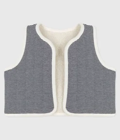Petit Bateau Pullover, Cardigans*Ärmellose Babyweste aus Milleraies-Baumwolle und Sherpa MILK/ MULTICO