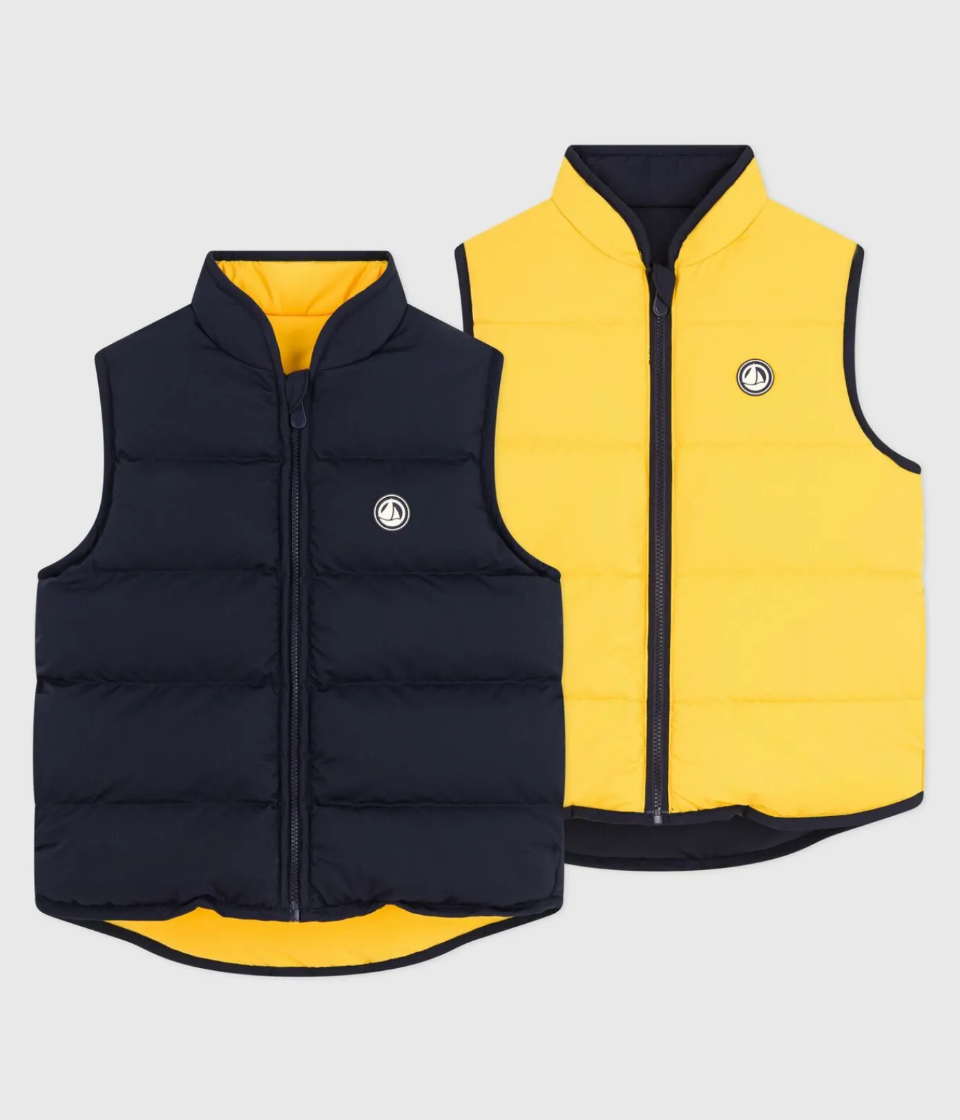 Petit Bateau Mäntel, Jacken, Regenjacken*Ärmellose Kinder-Winterjacke zum Wenden in zwei Farben blau SMOKING/gelb JAUNE