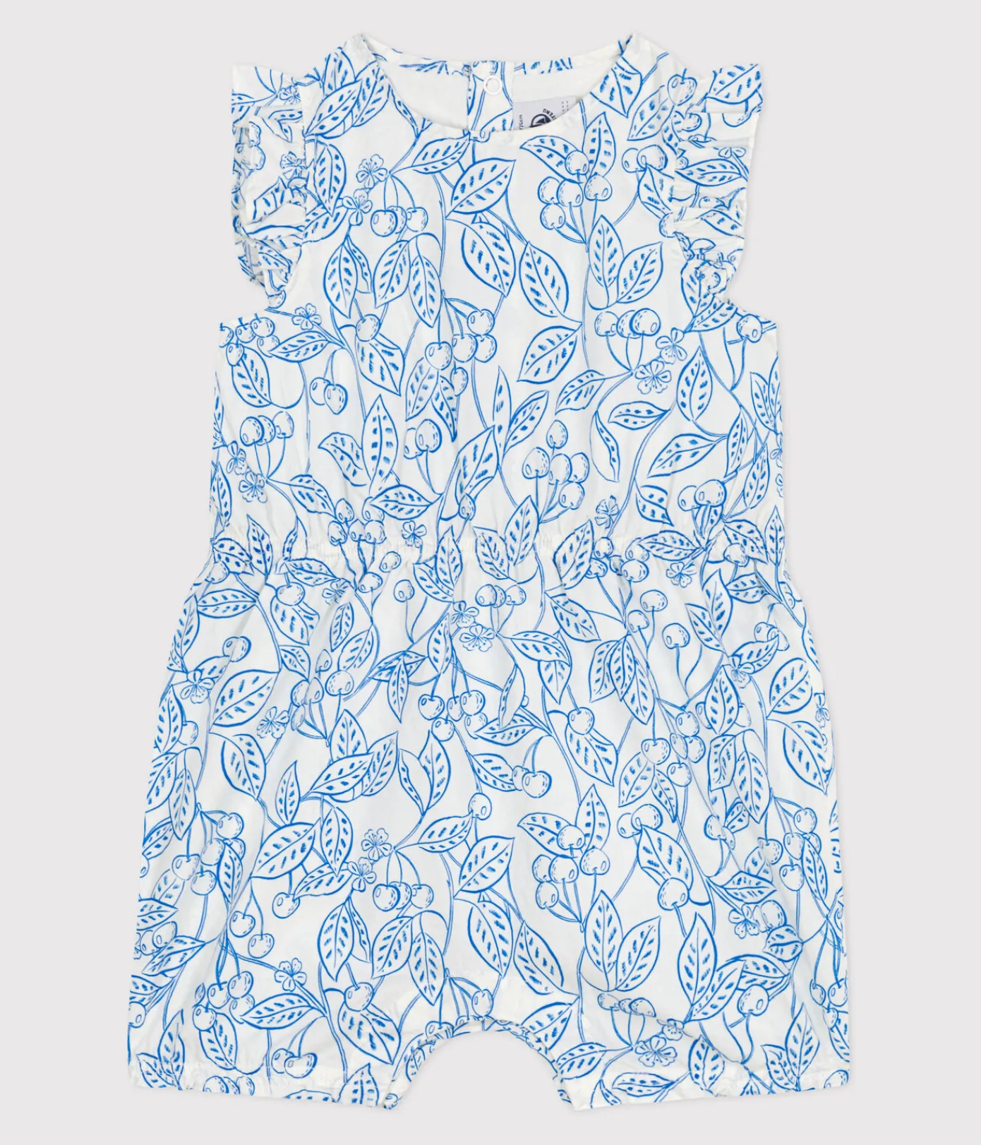 Petit Bateau Sets, Overalls & Latzhosen*Ärmelloser Baby-Kurzoverall aus Baumwolle mit blauen Kirschen blau MARSHMALLOW/ PORCELANA