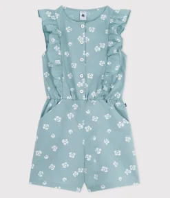 Petit Bateau Shorts, Hosen, Leggings*Ärmelloser Kinder-Overall mit Blumenmuster blau PAUL/weiss MARSHMALLOW