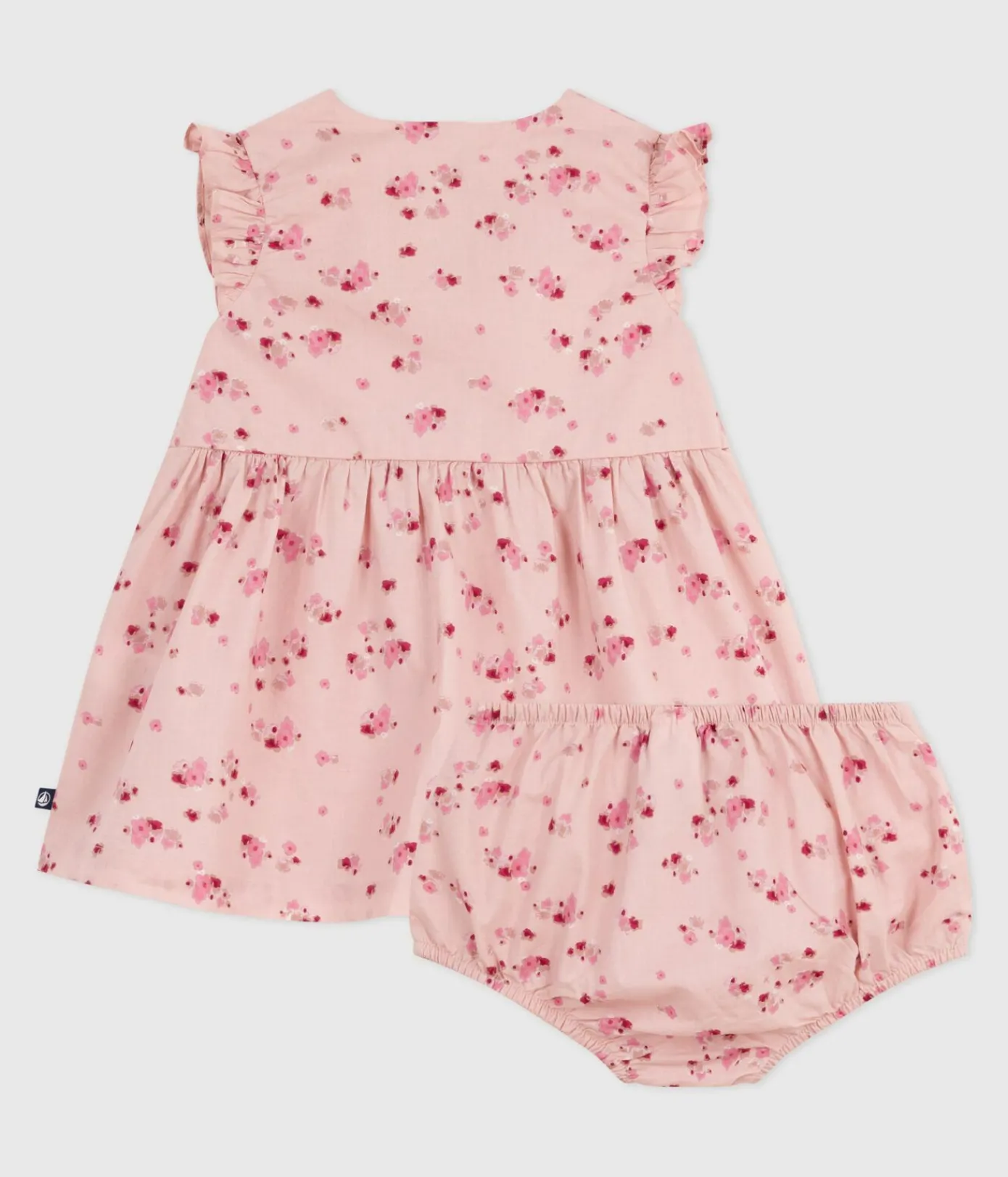 Petit Bateau Kleider*Ärmelloses Baby-Kleid aus Baumwolle mit dazu passendem Bloomer rosa JOLI/weiss MULTICO