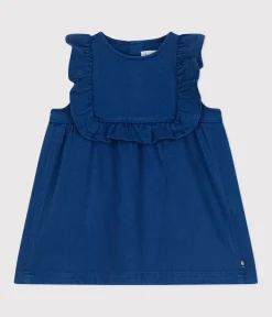Petit Bateau Kleider*Ärmelloses Baby-Kleid aus Baumwolle und Lyocell blau INCOGNITO