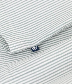Petit Bateau Kleider*Ärmelloses Baby-Kleid aus Baumwolle mit Streifen weiss MARSHMALLOW/blau BRUT