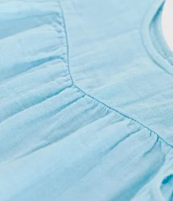 Petit Bateau Kleider*Ärmelloses Baby-Kleid aus einfarbiger Baumwolle blau AQUATIC