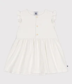 Petit Bateau Kleider, Röcke|Kleider*Ärmelloses Baby-Kleid aus gemusterter Baumwolle weiss MARSHMALLOW
