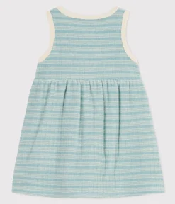 Petit Bateau Kleider*Ärmelloses Baby-Kleid aus gestreiftem Frottee MIMI/ AVALANCHE