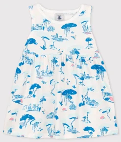 Petit Bateau Kleider*Ärmelloses Baby-Kleid aus Jersey für Mädchen weiss MARSHMALLOW/weiss MULTICO