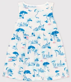 Petit Bateau Kleider*Ärmelloses Baby-Kleid aus Jersey für Mädchen weiss MARSHMALLOW/weiss MULTICO