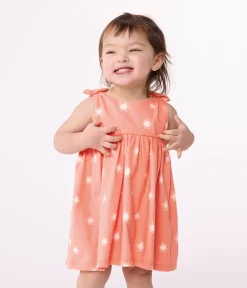 Petit Bateau Kleider*Ärmelloses Baby-Kleid aus Jersey mit Sonnenmuster orange ABRICOT/ MARSHMALLOW