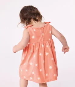 Petit Bateau Kleider*Ärmelloses Baby-Kleid aus Jersey mit Sonnenmuster orange ABRICOT/ MARSHMALLOW