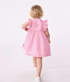 Petit Bateau Kleider*Ärmelloses Baby-Kleid aus leichter Baumwolle und Bloomer mit Vichy-Muster weiss ECUME/ PETAL