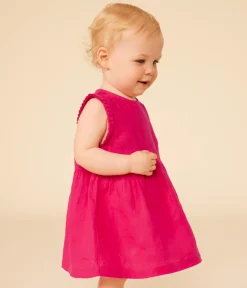 Petit Bateau Kleider*Ärmelloses Babykleid aus Leinen rosa DELHI